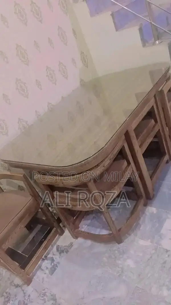 Modern Wooden Dining Table Set with 6 Matching Chairs