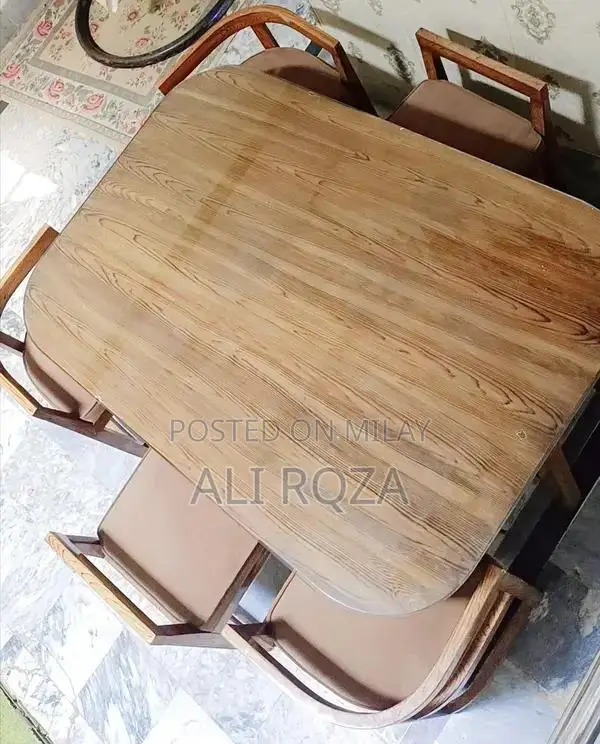 Modern Wooden Dining Table Set with 6 Matching Chairs