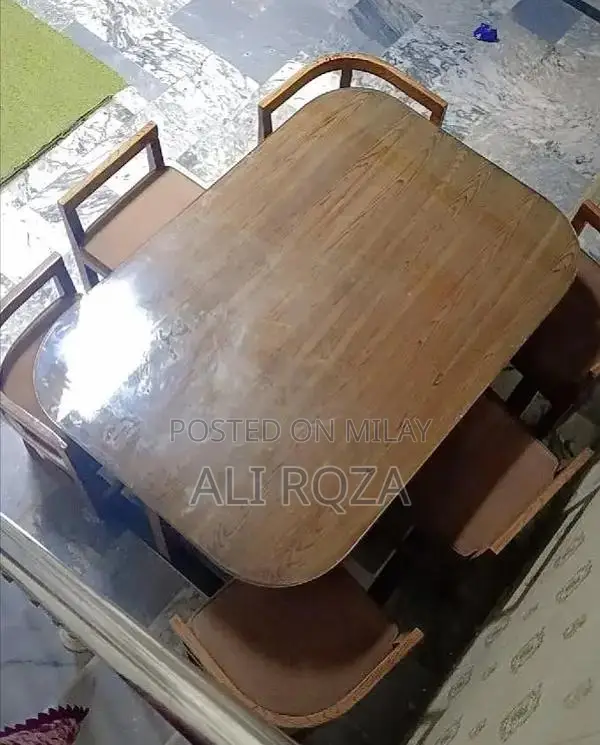 Modern Wooden Dining Table Set with 6 Matching Chairs