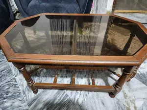 Wooden Center Table and Tea Trolley Set