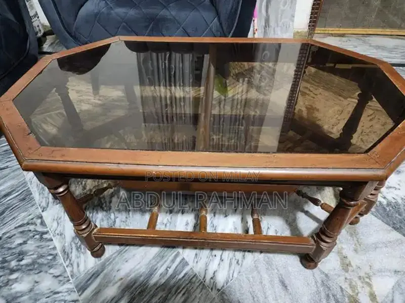 Wooden Center Table and Tea Trolley Set