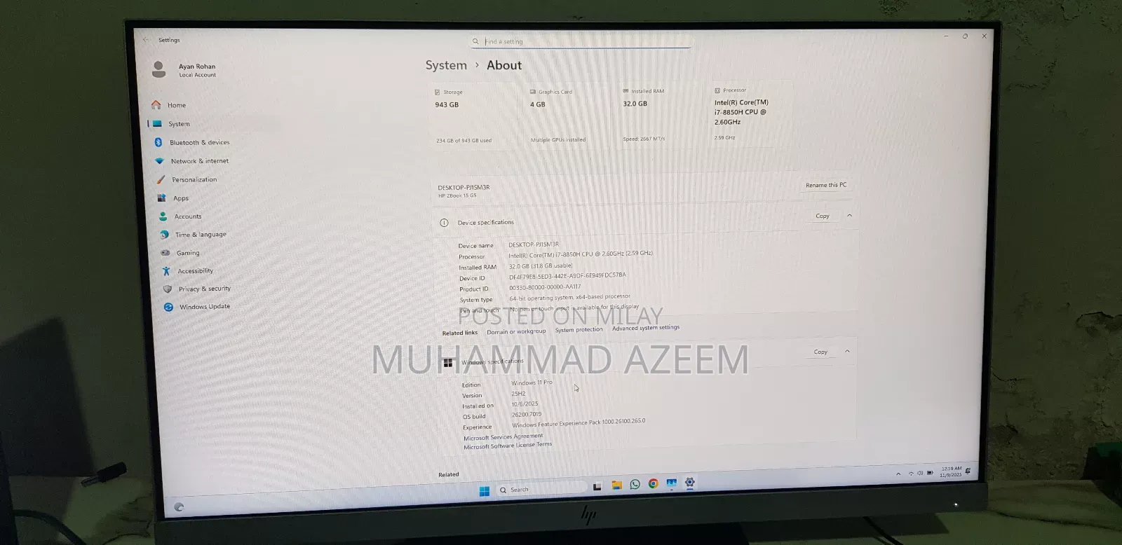 Laptop HP ZBook 15 G5 32GB Intel Core I7 SSD 512GB