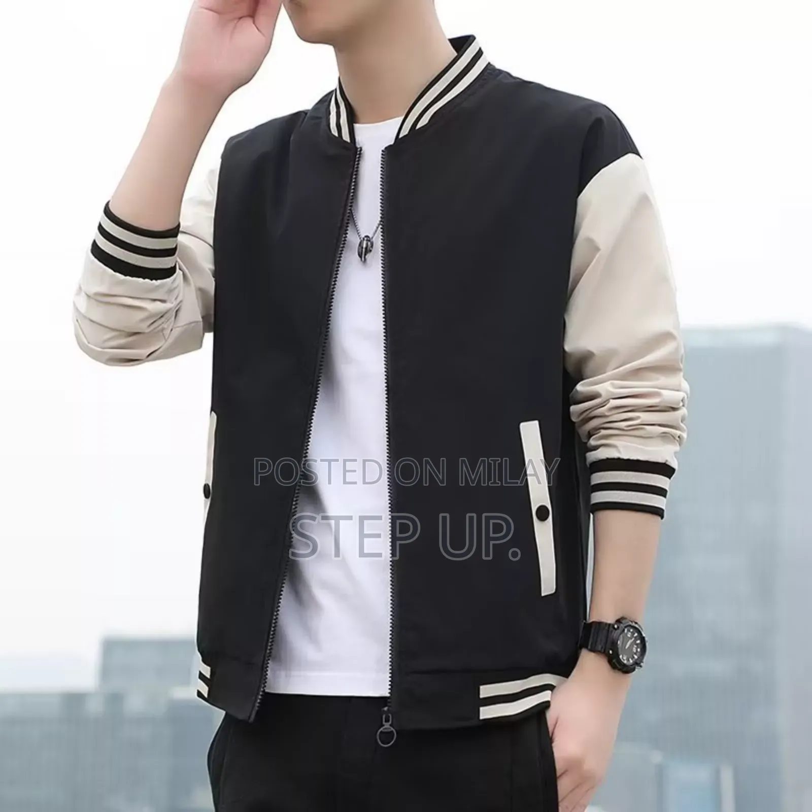 Men Buttoned Trendy Baseball Jackets