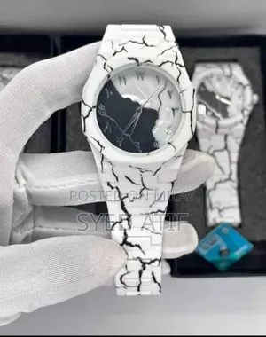 Men Carbon Fiber Black and White Watch