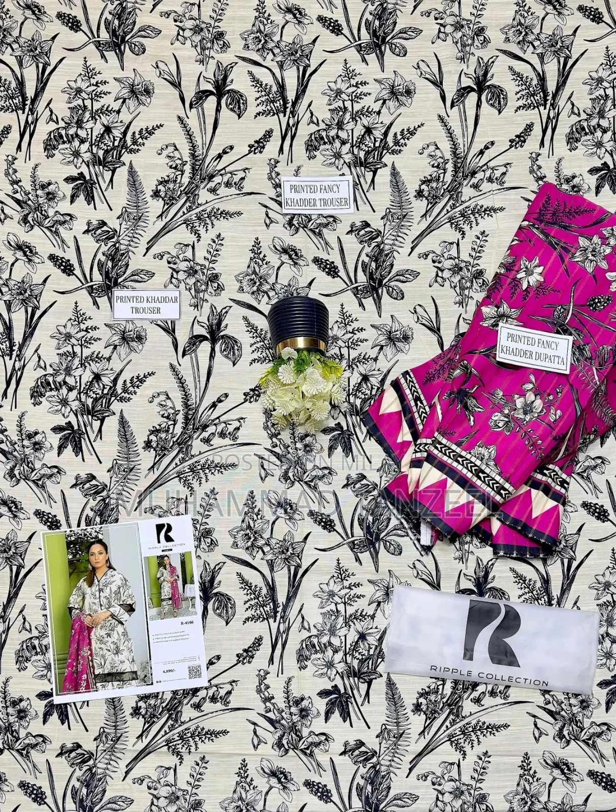 3 PCS Women's Unstitched Khaddar Printed Suit