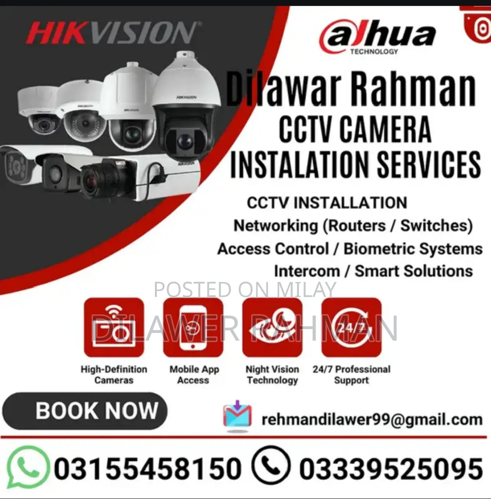 All the CCTV Cameras Installation and Biometric Attendance Machine