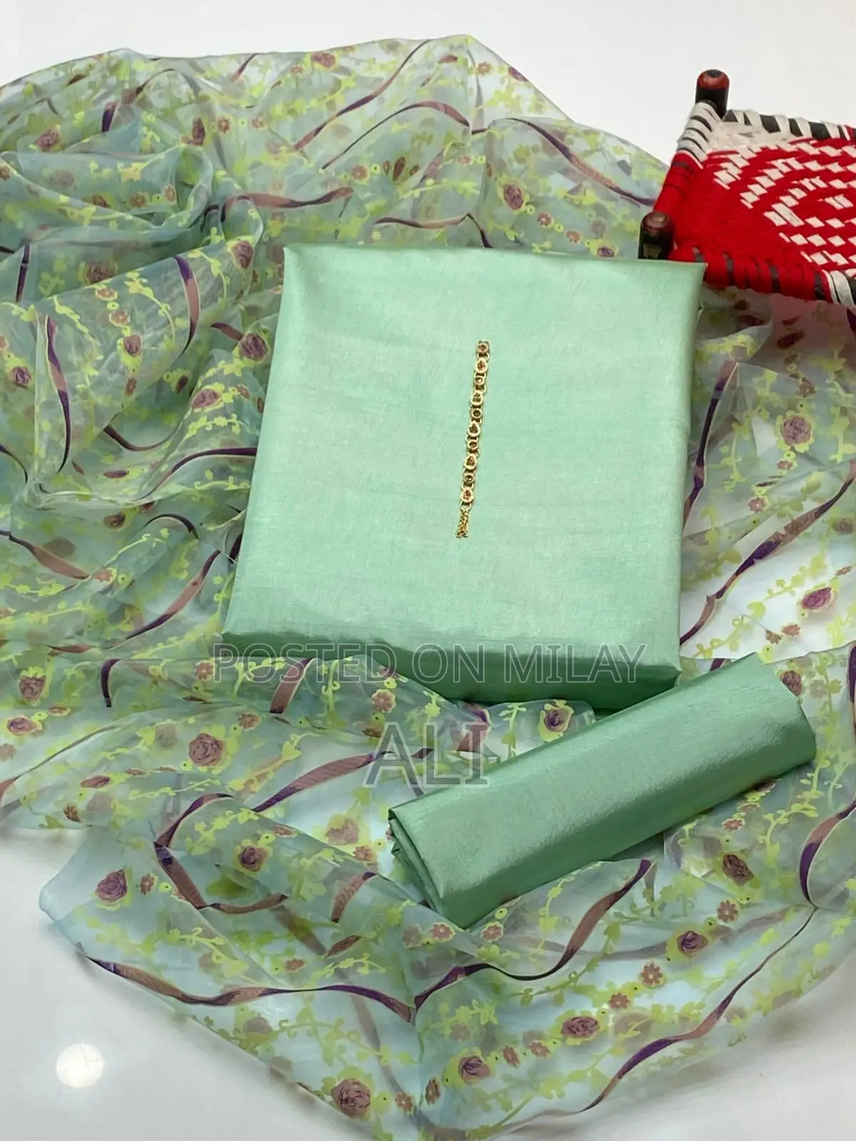 Khatan Silk Flowers Foam Print Dupata