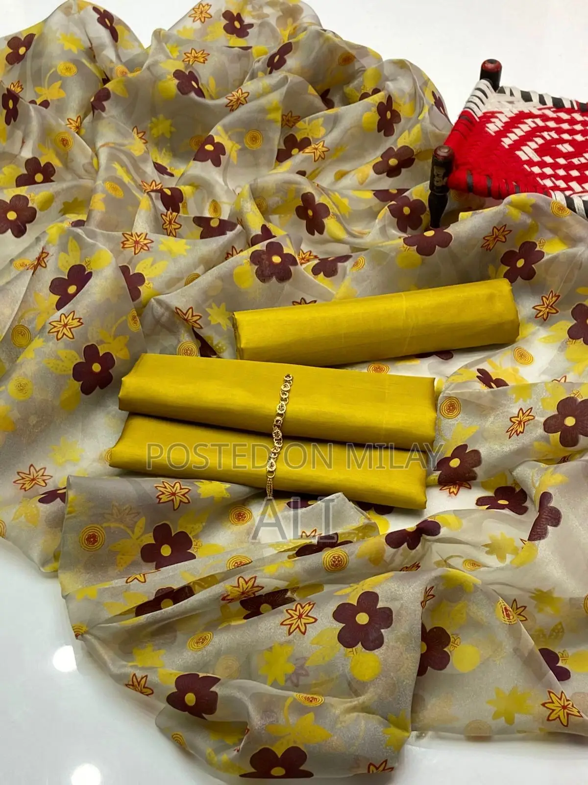 Khatan Silk Flowers Foam Print Dupata