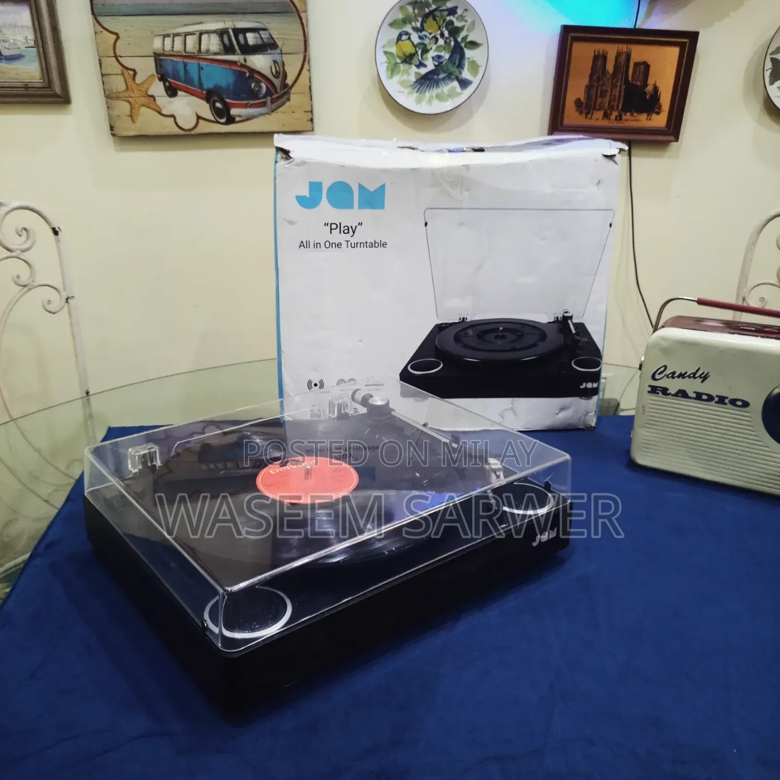 Jam Box Pack Turntable Gramophone Speaker Aux