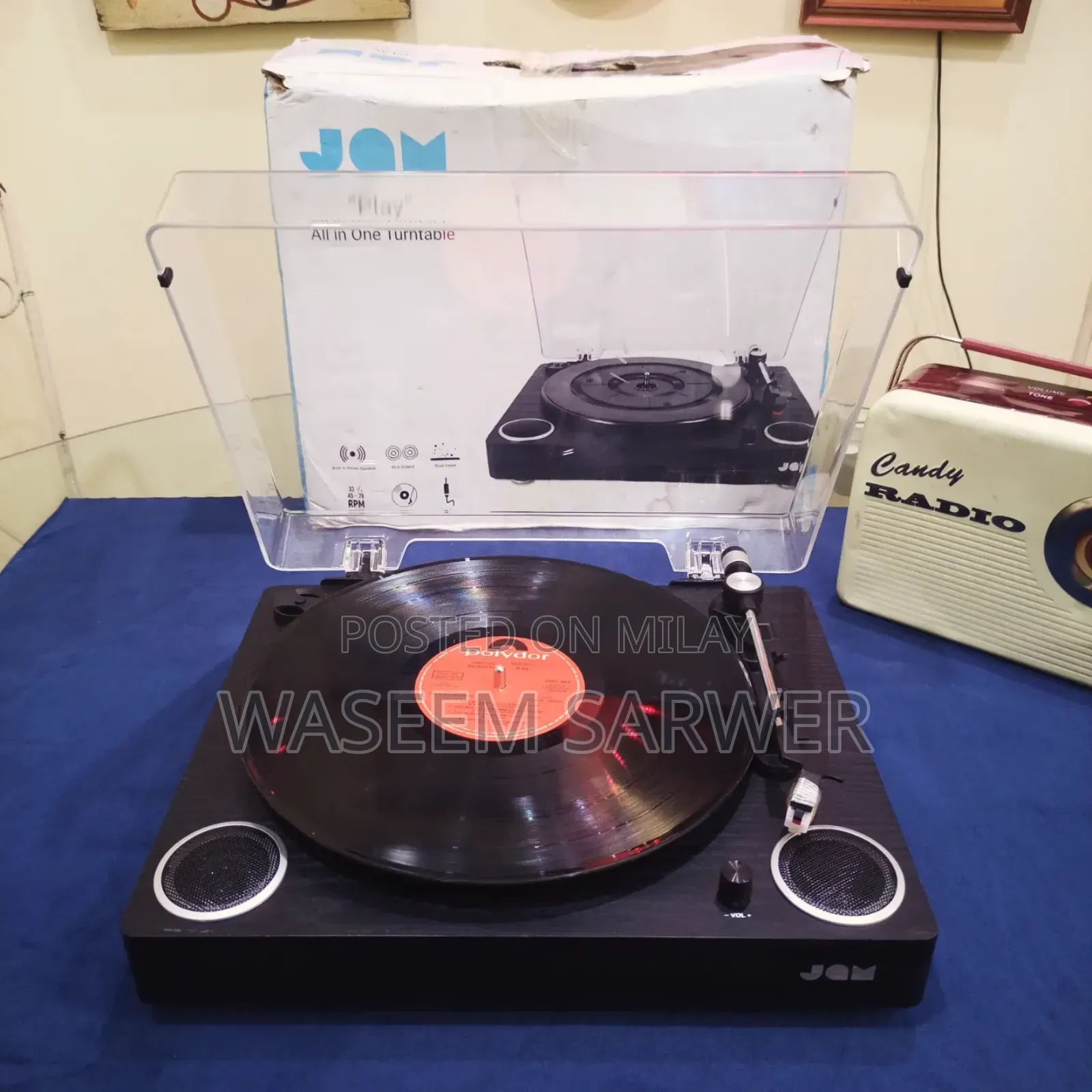 Jam Box Pack Turntable Gramophone Speaker Aux
