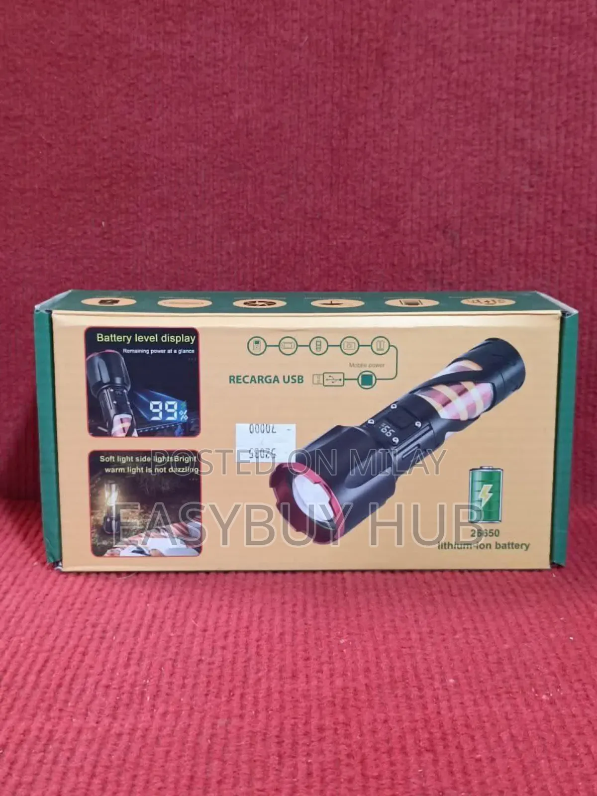 Rechargeable Flashlight With Battery Level Display and Power Bank