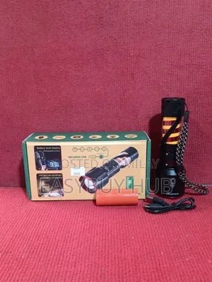 Rechargeable Flashlight With Battery Level Display and Power Bank
