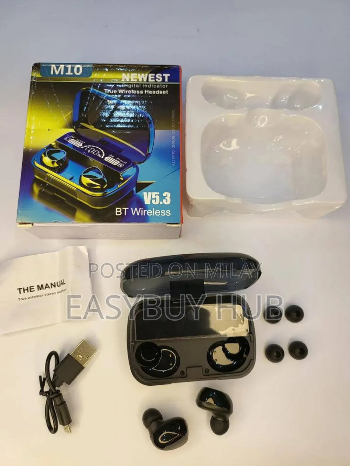 M10 Digital Display Case Earbuds Black