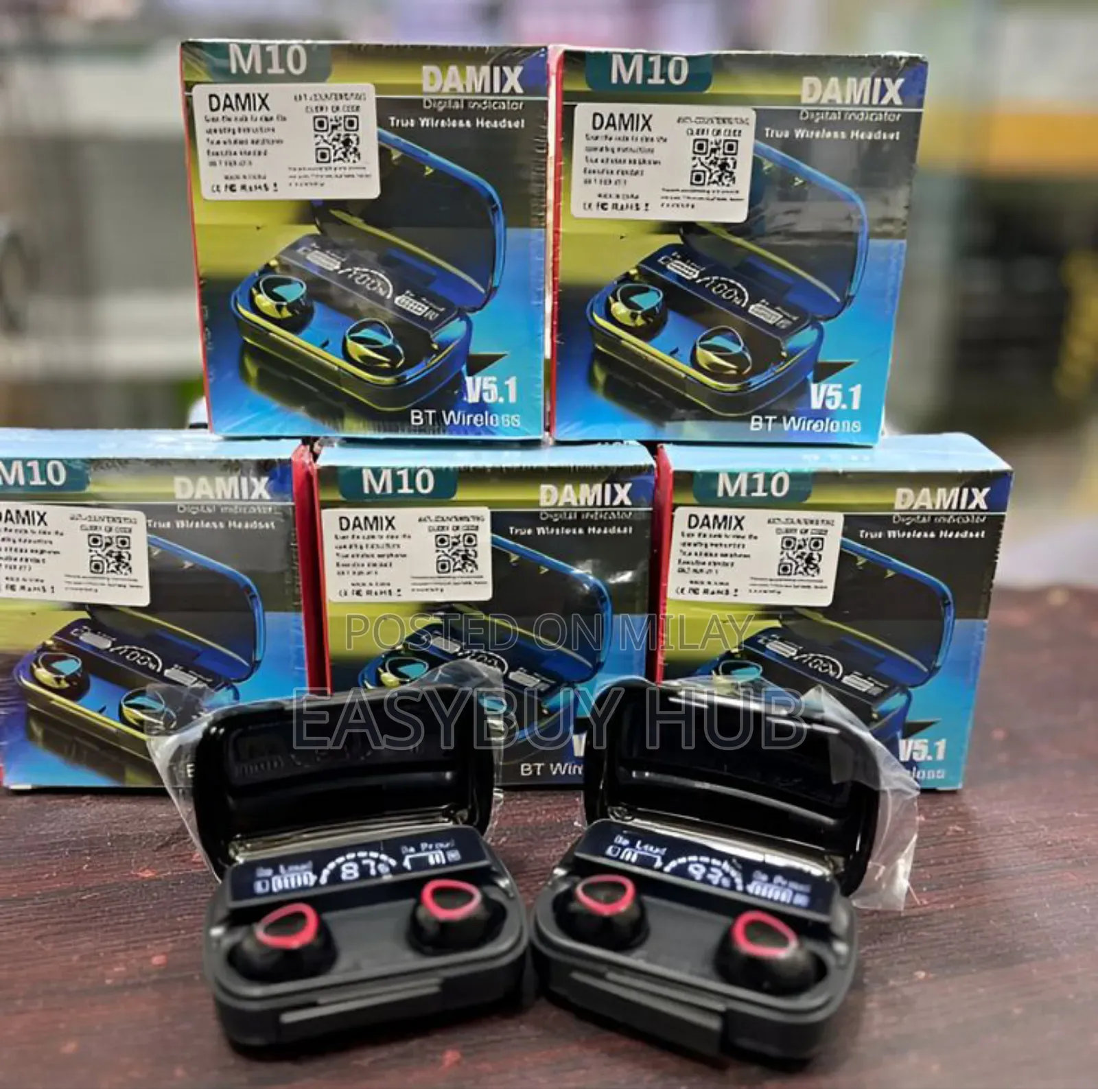 M10 Digital Display Case Earbuds Black