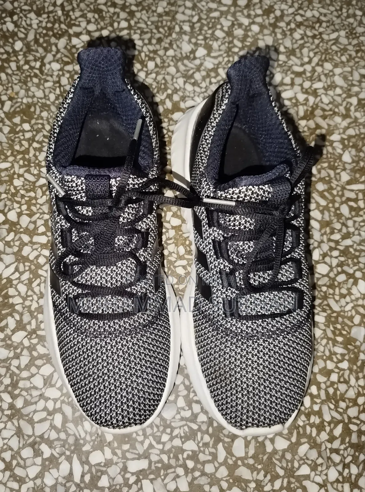 Adidas Mens Cloudfoam Ultimate Running Shoe Black White Sz 42/8