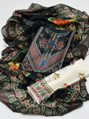 Shamooz Silk Allover Digital Print Dress (Allow to Open)