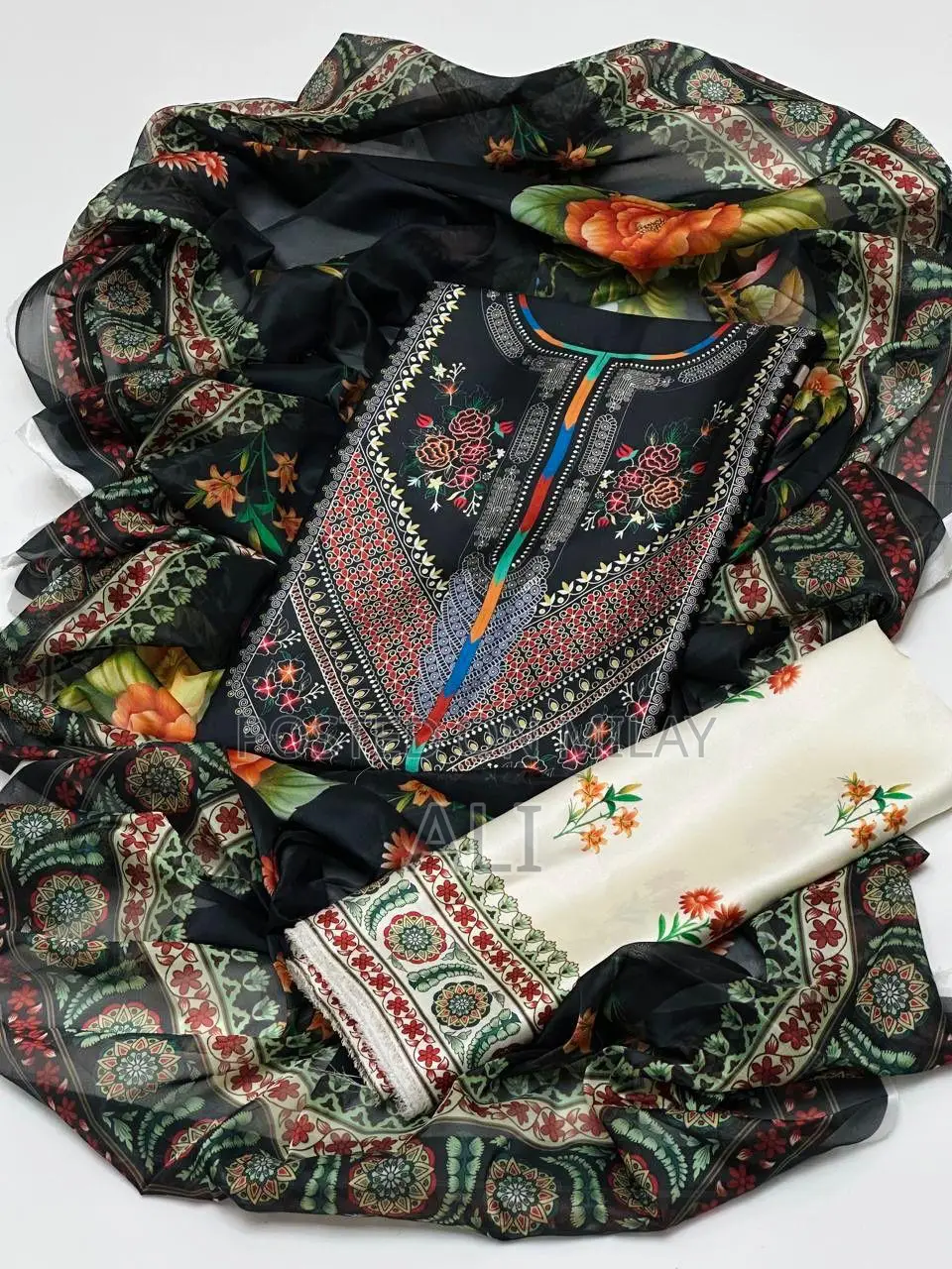 Shamooz Silk Allover Digital Print Dress (Allow to Open)