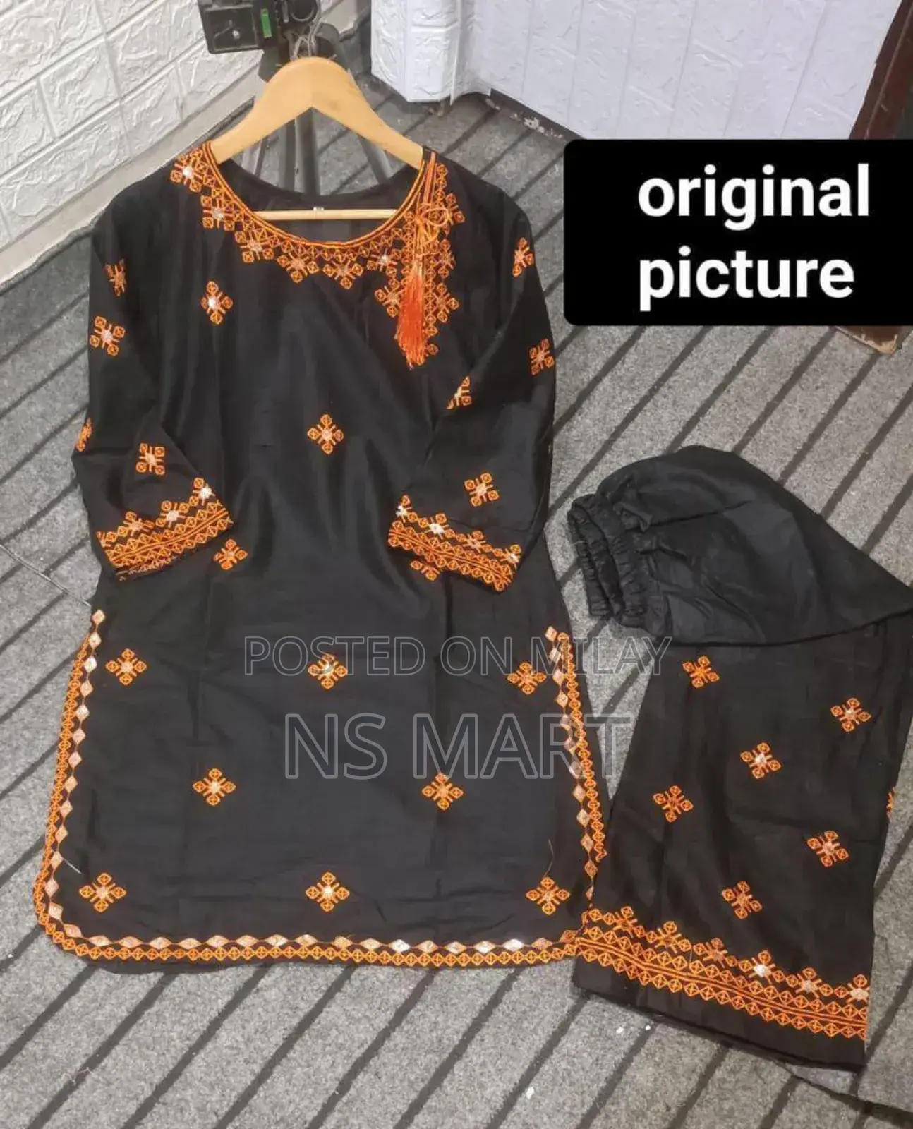 Elegant Black Embroidered 2-Piece Linen Suit | Premium Quality