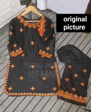 Elegant Black Embroidered 2-Piece Linen Suit | Premium Quality