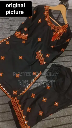 Elegant Black Embroidered 2-Piece Linen Suit | Premium Quality