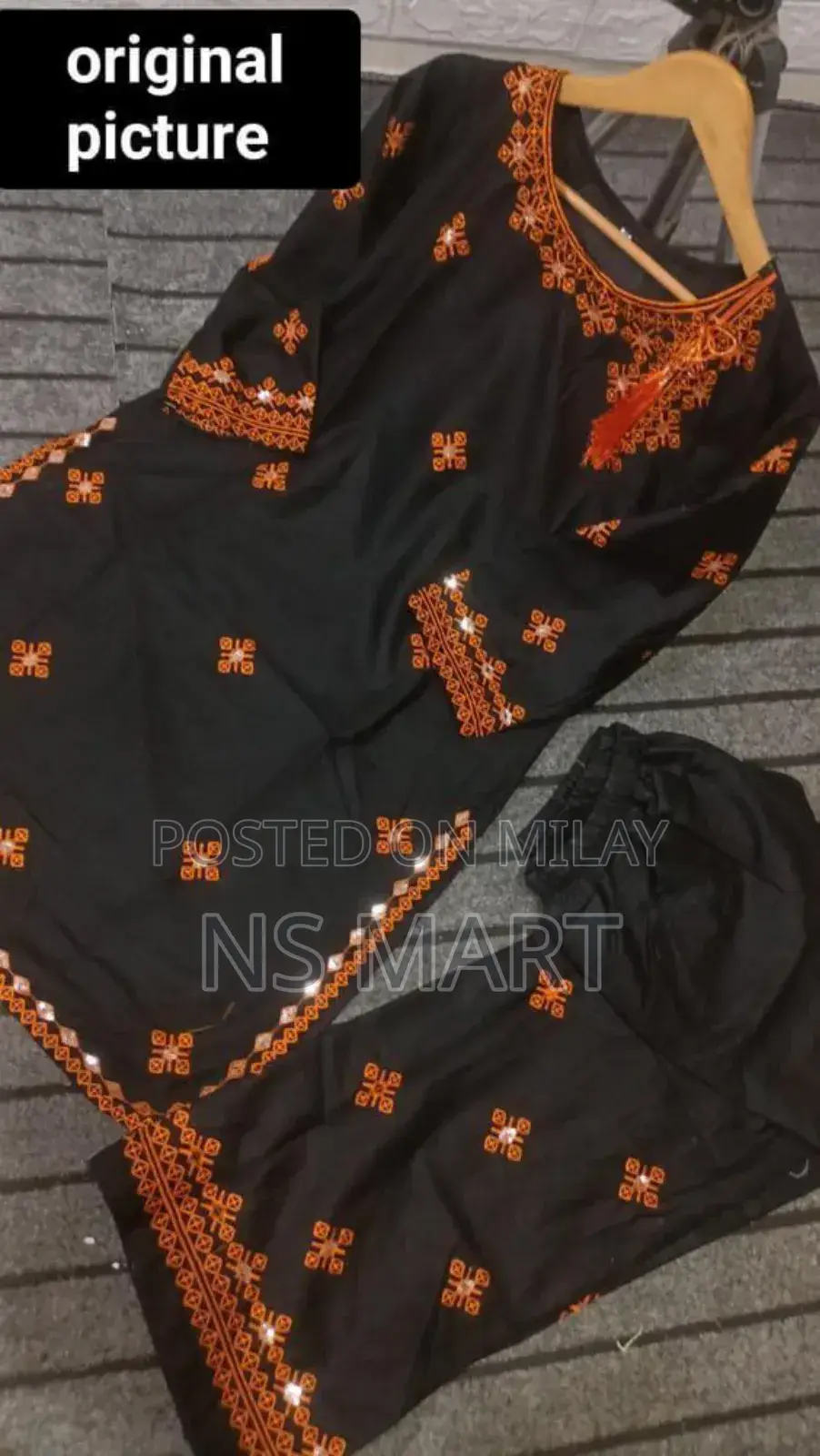 Elegant Black Embroidered 2-Piece Linen Suit | Premium Quality