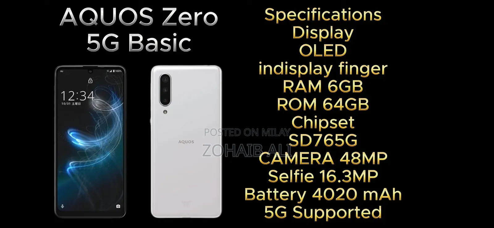 New Sharp Aquos Zero 5G Basic 64 GB Blue