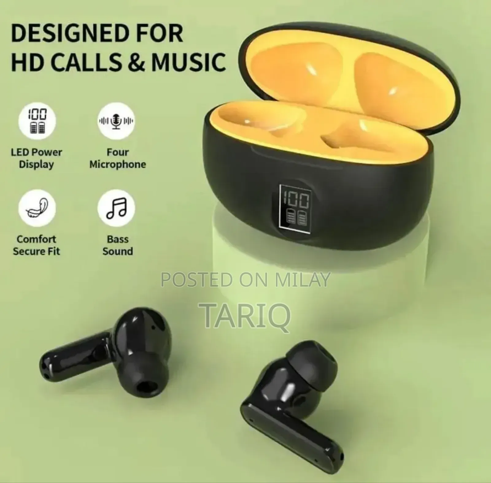 Wireless Stereo Earbuds With Led Display.