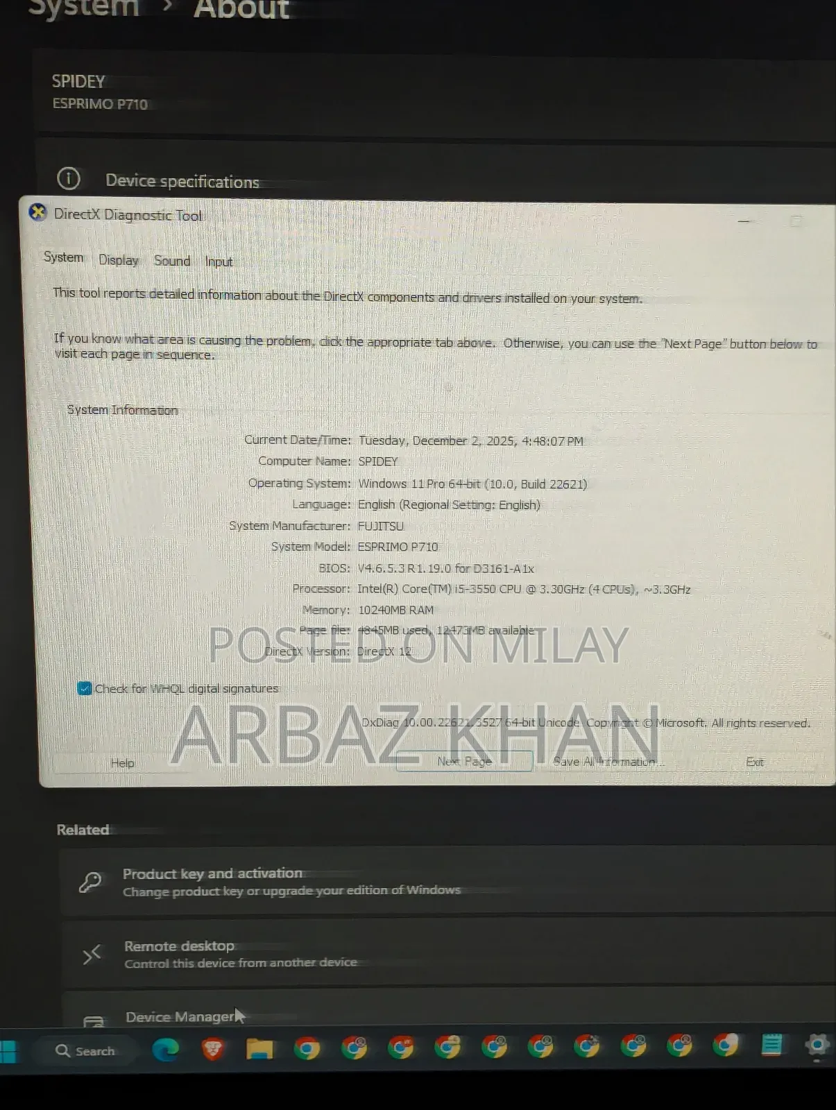 Desktop Computer Fujitsu Esprimo P758 12GB Intel Core I5 SSD 1T