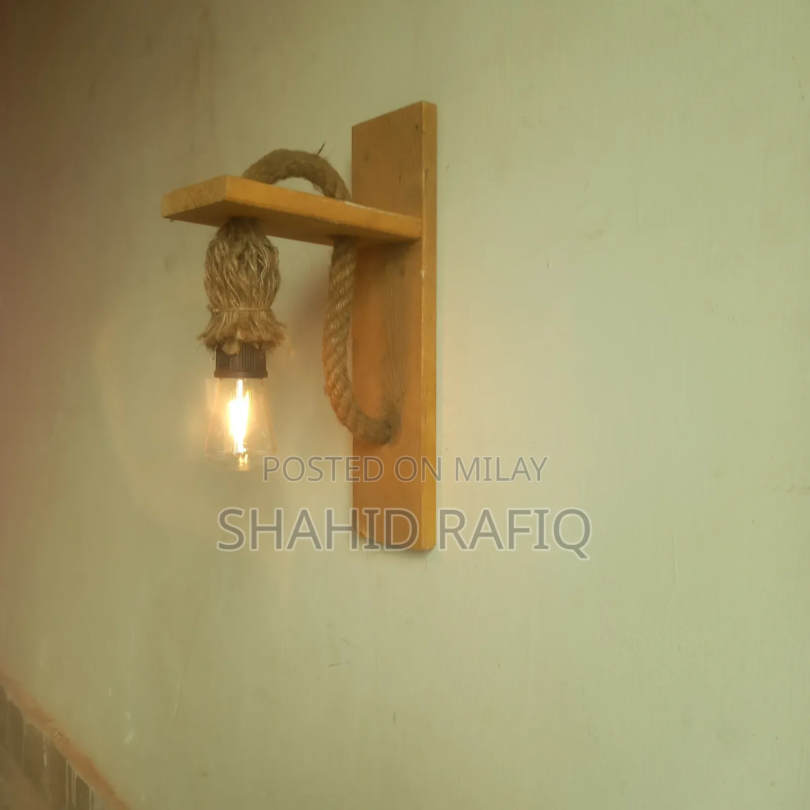 Wooden Rustic Hanging Wall Lamp