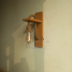 Wooden Rustic Hanging Wall Lamp