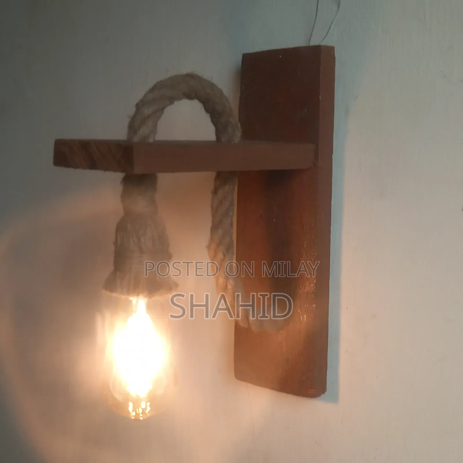 Wooden Rustic Hanging Wall Lamp