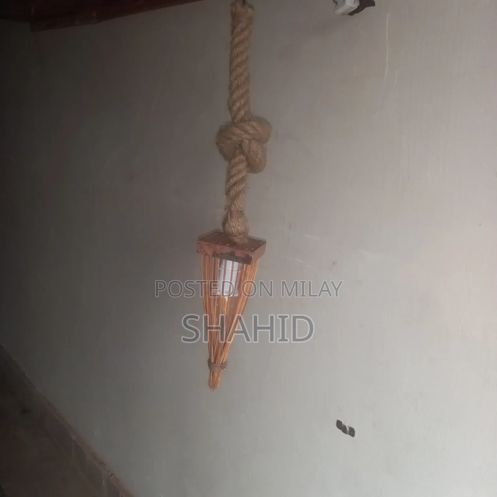 Wooden Rustic Hanging Wall Lamp