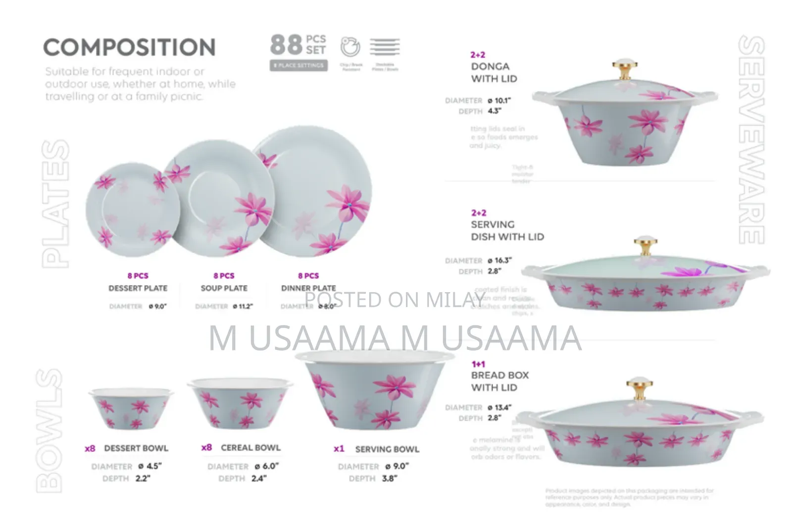 Graceware Lynx Dinner Set 88 Pic