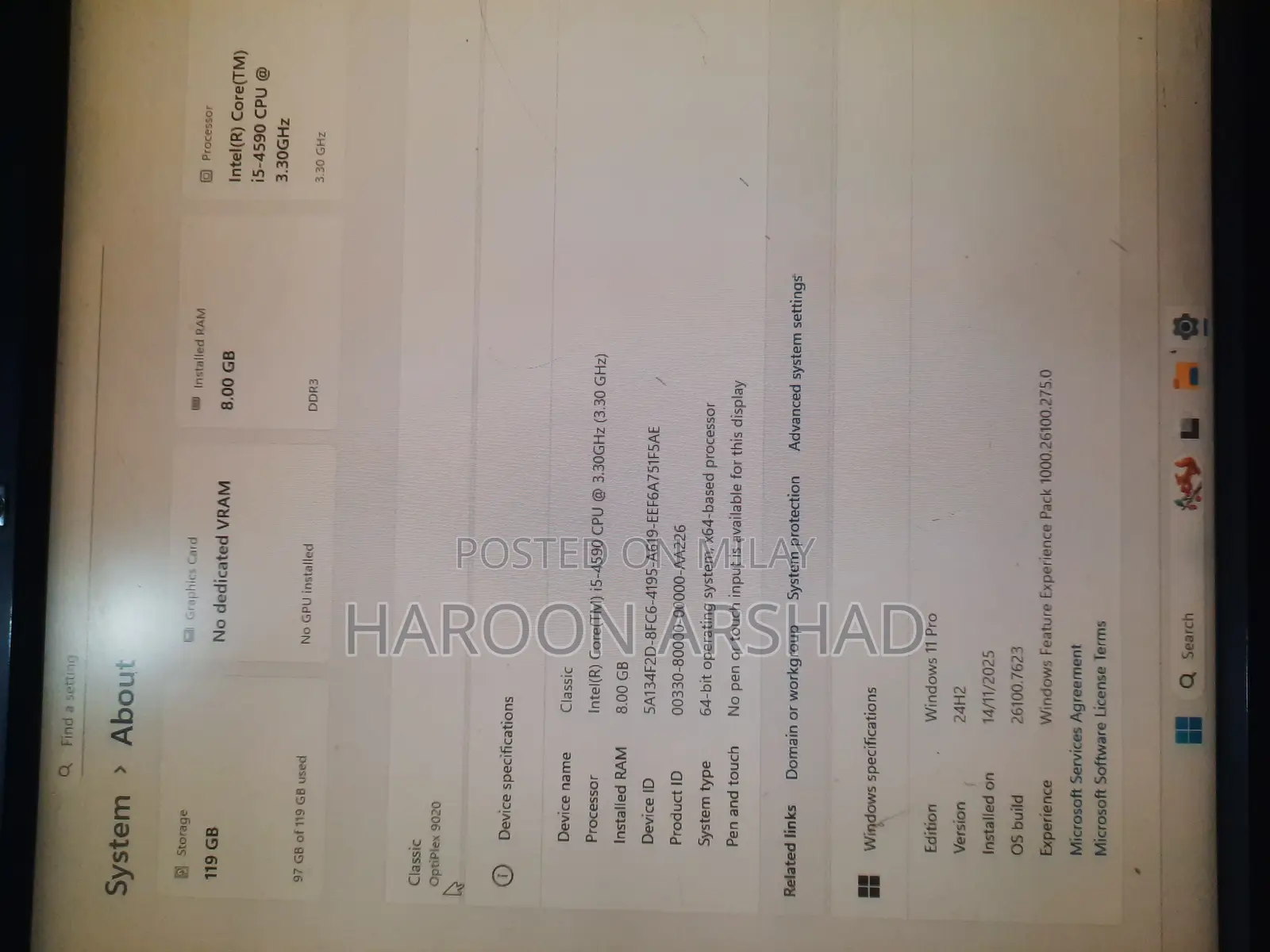 Desktop Computer Dell OptiPlex 9020 8GB Intel Core I5 SSD 128GB