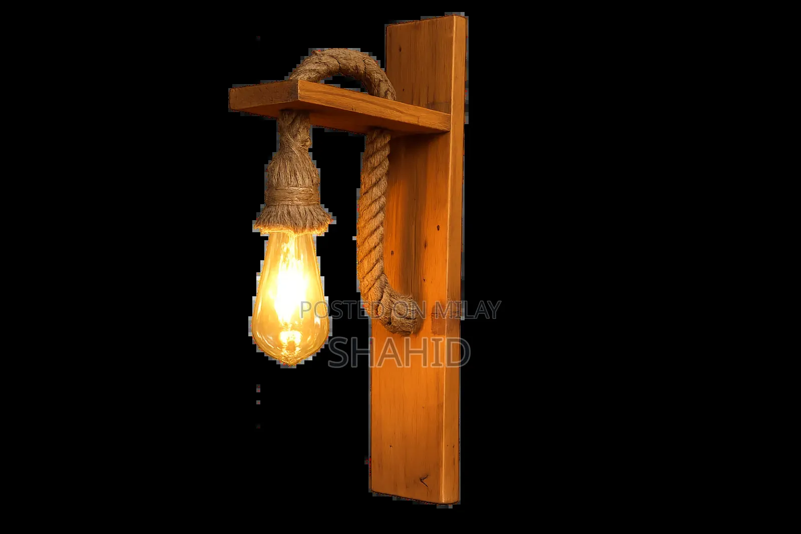 Wooden Rustic Hanging Wall Lamp