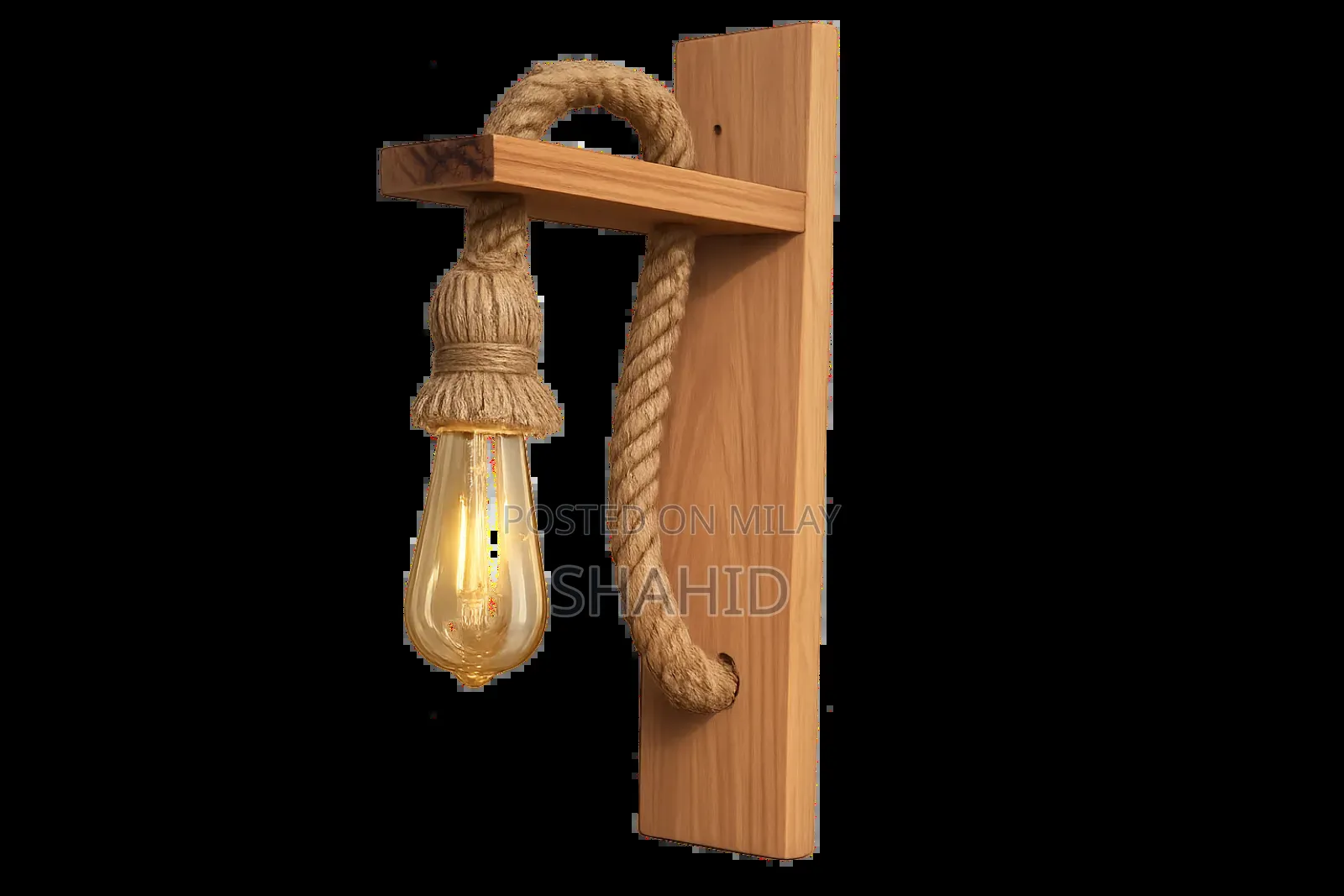 Wooden Rustic Hanging Wall Lamp