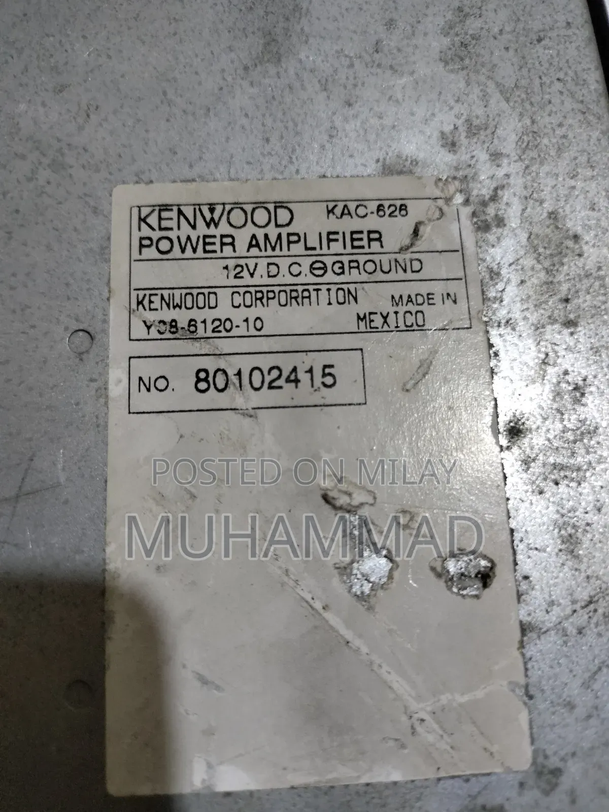 Kenwood Kac-626 2 Channel Car Amp Made in Mexico Not Repair Not Open