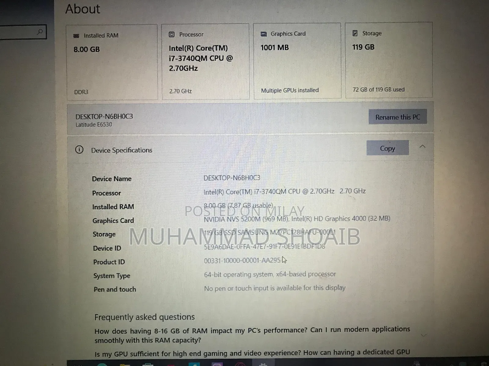 Laptop Dell Latitude E6530 8GB Intel Core I7 SSD 128GB