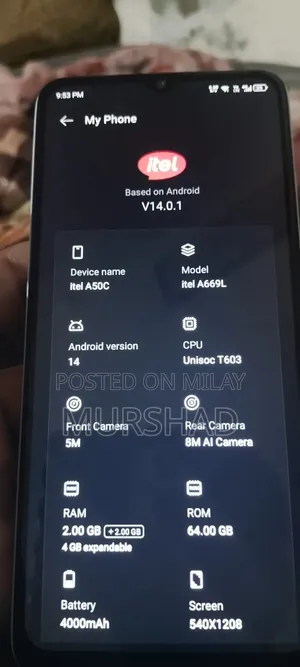 New Itel A50C 32 GB Blue
