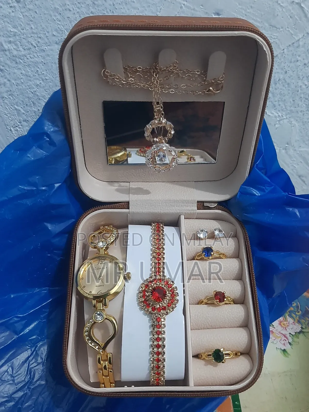 Elegant Ladies Jewelry Gift Set – Watch, Bracelet Stone Rings