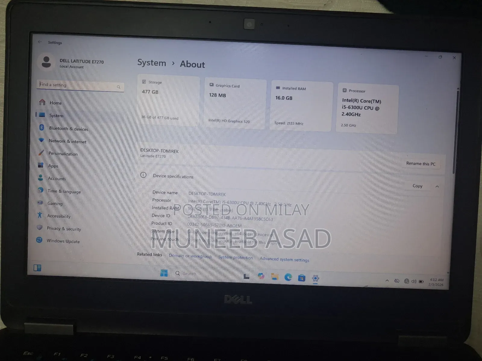 New Laptop Dell Latitude E7270 16GB Intel Core i5 SSD 512GB
