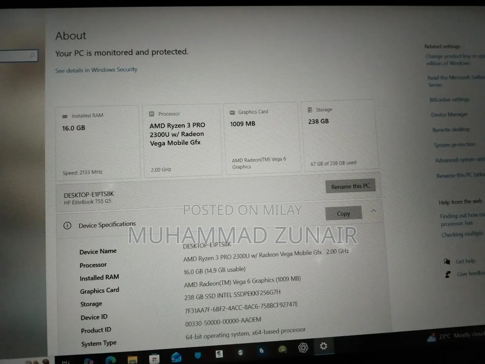 New Laptop HP EliteBook 755 G5 16GB AMD Ryzen 3 SSD 256GB