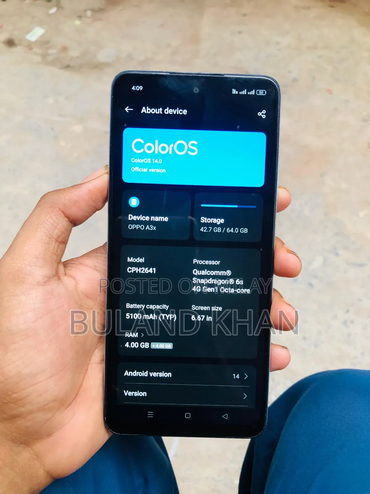 New Oppo A3x 64 GB Gray